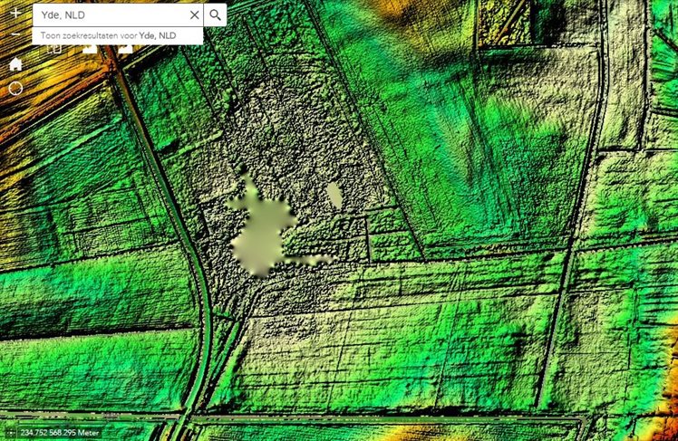 Hoogtekaart met shaded reliëf van het Boekweitenveen