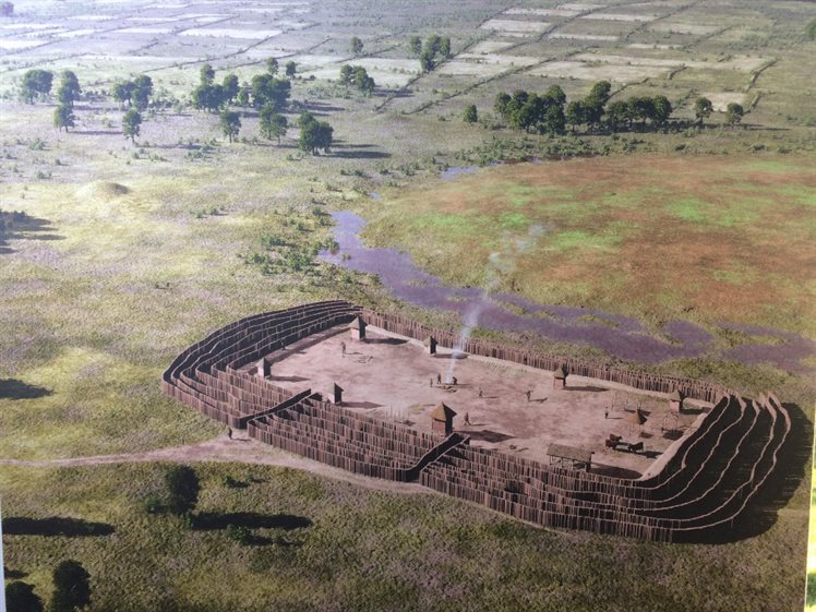 Artist impression van de Romeinse palissaden locatie die mogelijk grenst aan het Witteveen