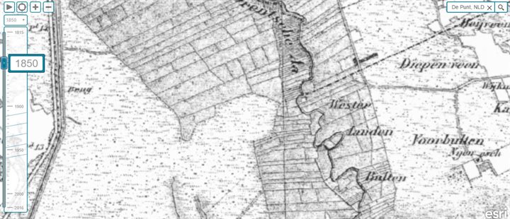 Kaart uit 1850 van het Okkenveen, hier is het gebied nog een heidegebied