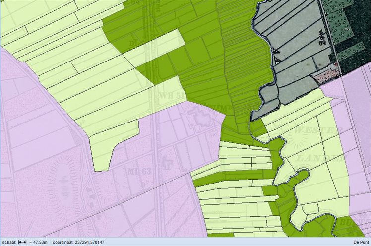 Kaart met het landgebruik van het Okkenveen in 1832