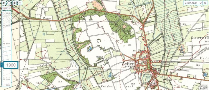 Topografische kaart uit 1960. Het Bollenveen voor het eerst afgebeeld als open watertje.
