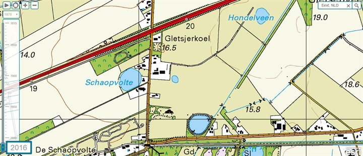 In 2016 was het terrein weer grasland en restte er slechts een kleine waterpartij.