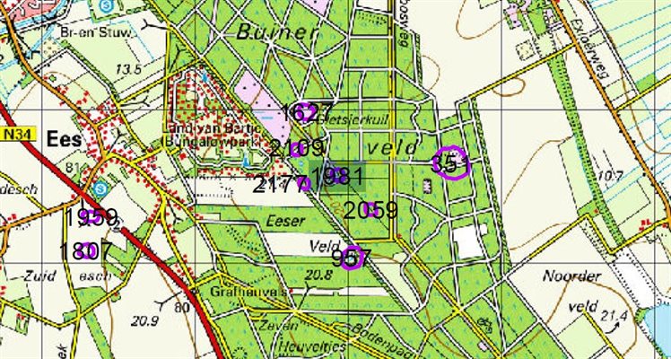 Overzicht van de locatie op de pingokaart (bron: provincie Drenthe)