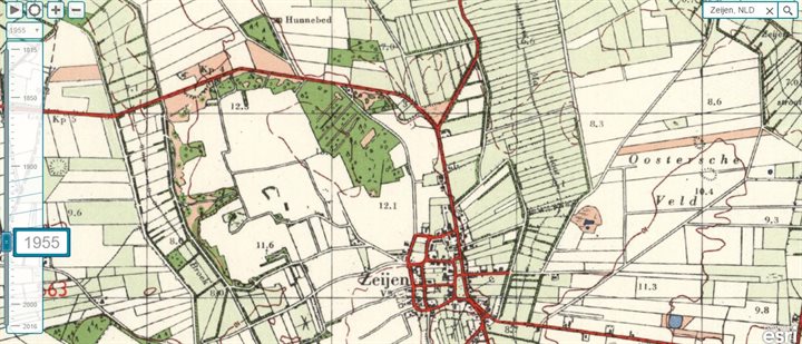 Topografische kaart uit 1955. De openplek groeit langzaam dicht.