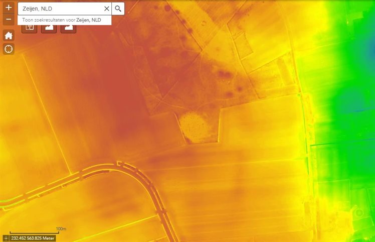 Kaartfragment van de hoogtekaart van het Holtveen.