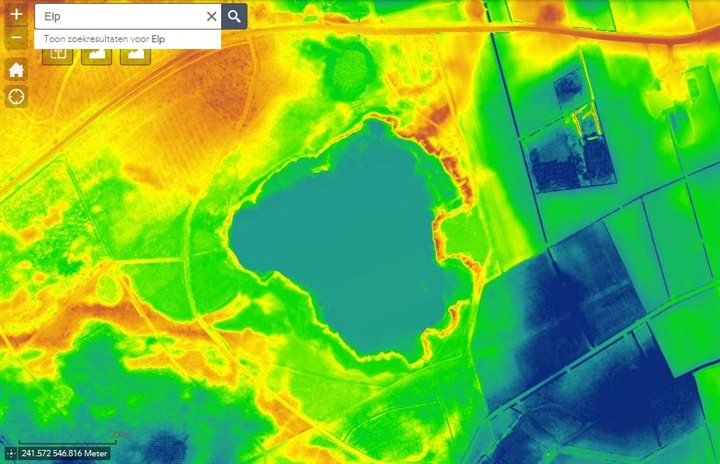 Hoogtekaart van het gebied rond het Elpermeer